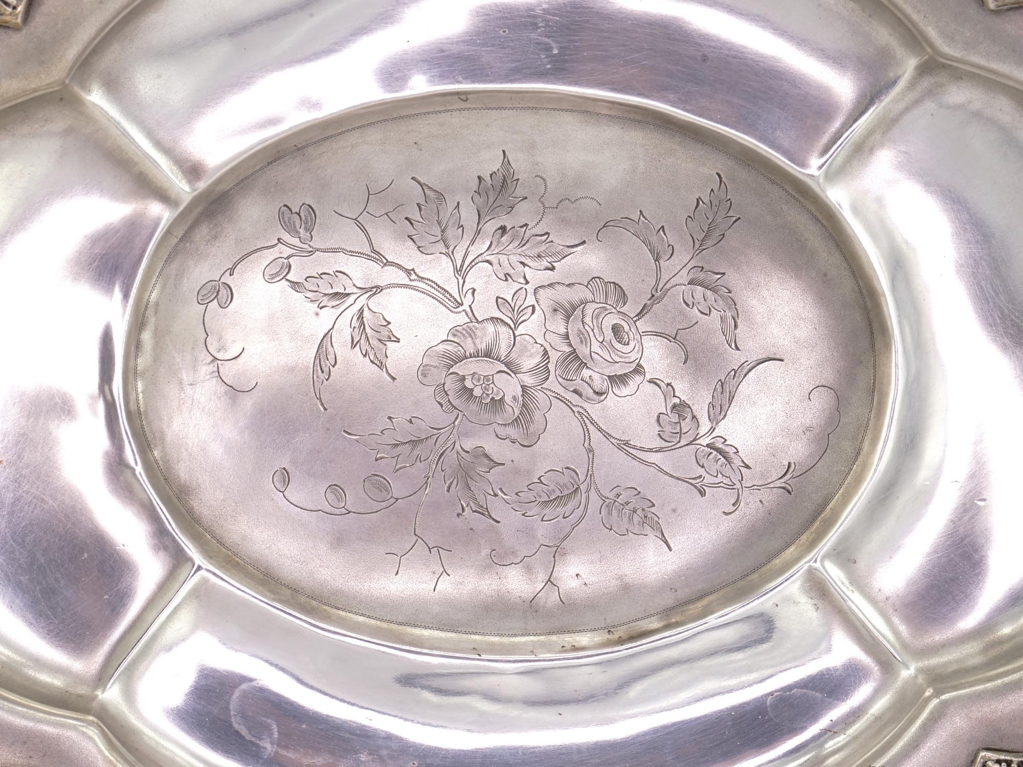 ANTIQUE 19TH C. RUSSIAN EMPIRE POLAND SILVER TRAY PIC-5